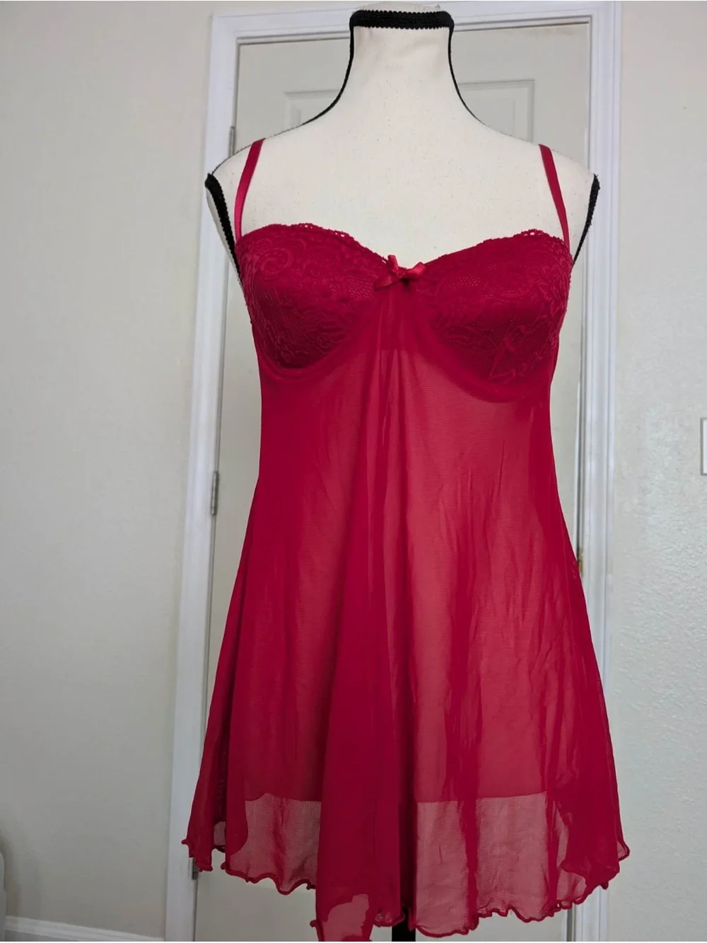 Sheer Red Babydoll Chemise - Women Intimates & Sleepwear
